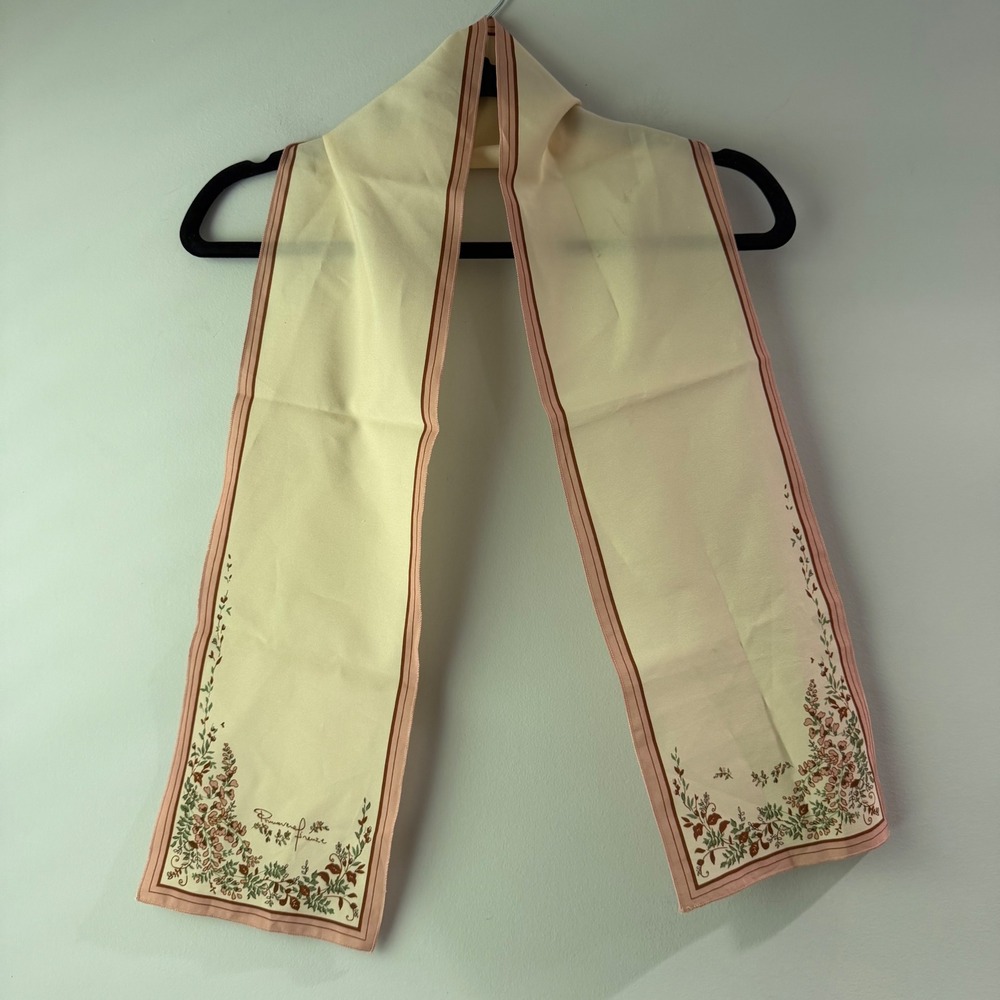 Primavera Firenze Scarf Womens OS Cream Pink Floral Silk Blend Excellent‎ Italy